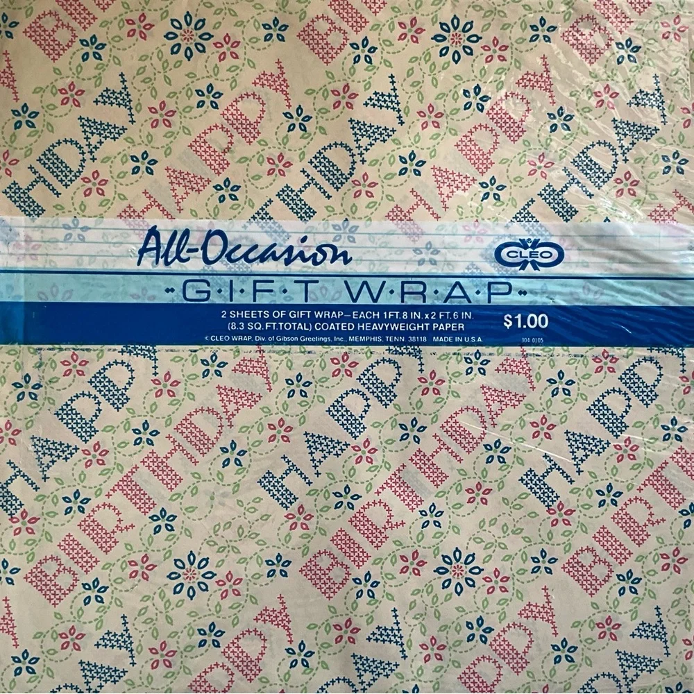 Vintage NOS Lot of 7 Cleo Gift Wrap All Occasions Birthday Wrapping Paper